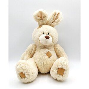 Creature Comforts Beige Bunny Rabbit Plush 10" Stuffed Animal w/ Patches